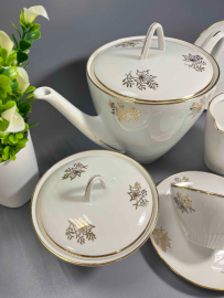 Сервиз чайный Epiag Чехословакия, клеймо после 1946г. Тонкий фарфор с позолотой. Винтаж.Цена за 14пр. Картинка 4